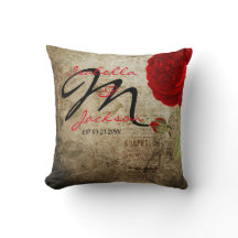 Monogramme Rose rouge Vintage sur Grunge Arrière -