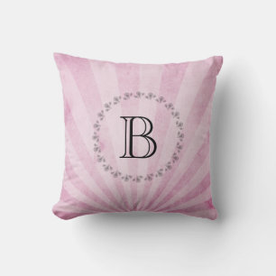 Coussin Monogramme rose soleil