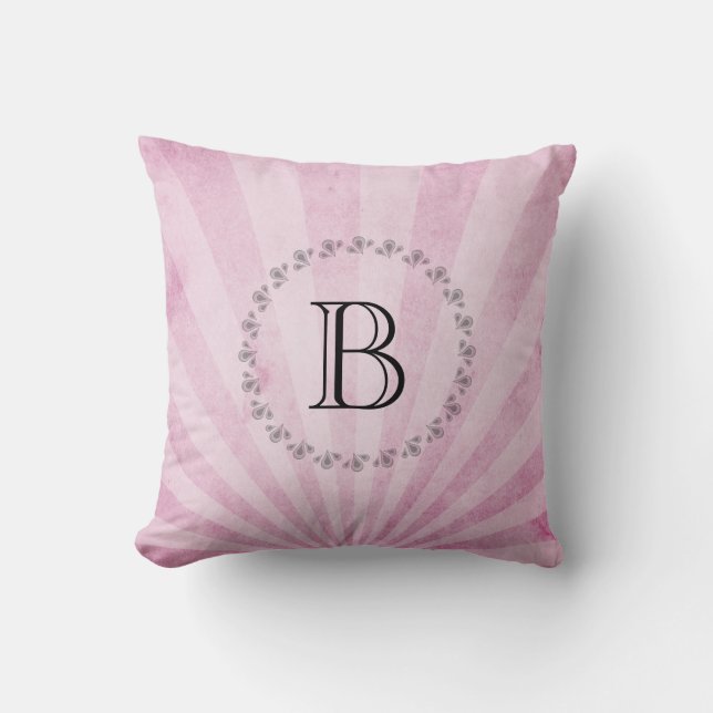 Coussin Monogramme rose soleil (Recto)