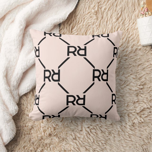 Coussin Monogramme rose vif Girly Motif de luxe initial (Couverture)
