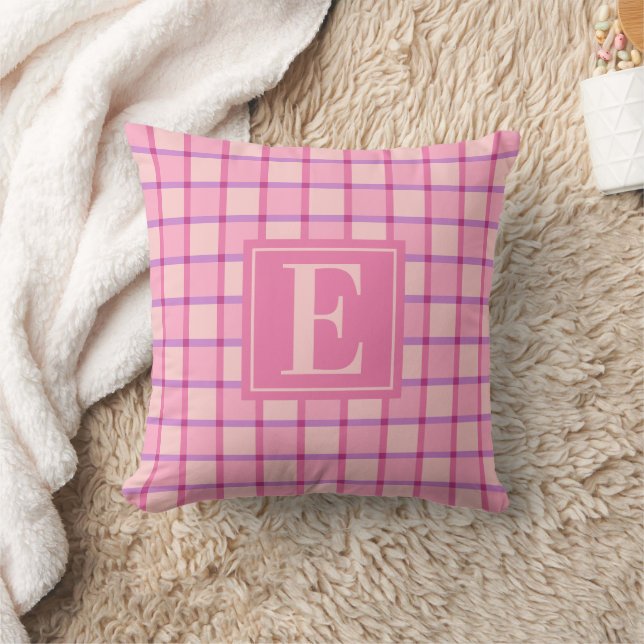 Coussin Monogramme Rose Violet Damier Moderne (Couverture)