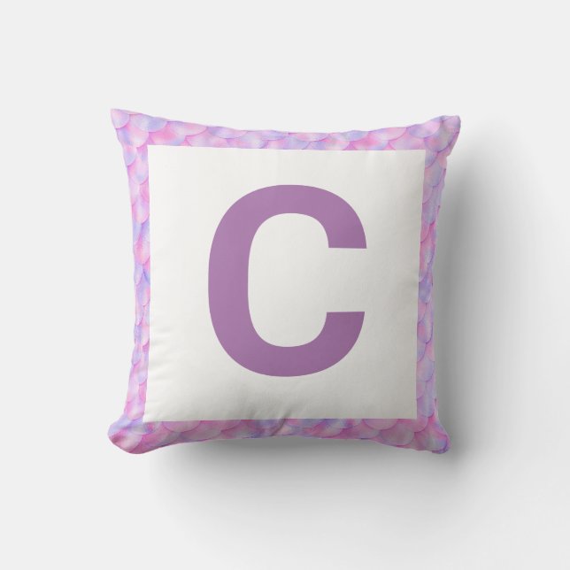Coussin MONOGRAMME ROSE VIOLET MERMAID TRIM (Recto)