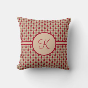Coussin Monogramme Rouge Brun Buffalo Plaid Rustique Campa