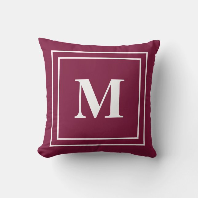 Coussin Monogramme rouge marron moderne (Recto)