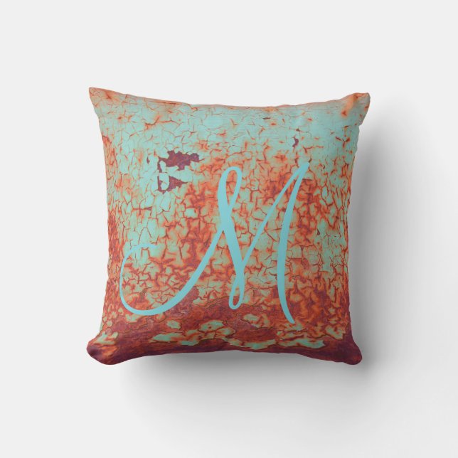 Coussin Monogramme rouille (Recto)