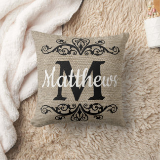 Coussin Monogramme rustique