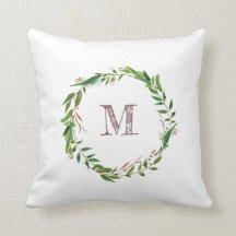 Monogramme rustique Aquarelle Feuille Laurel Wreat