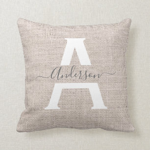 Coussin Monogramme Rustique Chic Moderne De Famille Écrit