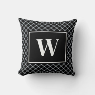 Coussin Monogramme rustique en noir et blanc