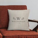 Coussin Monogramme Rustique moderne Nom de famille personn<br><div class="desc">Serrez-vous dans le style ! Notre coussin monogramme rustique moderne, charme familial personnalisé sur le lin imprimé. Confort confortable, personnalisé pour votre nid. 🏡 💙 #AccueilDécor #MonogramMagic Nouveau nom personnalisé monogramme rustique moderne jetez l'oreiller avec votre nom de famille et initiale ainsi que nous avons établi année avec des illustrations...</div>