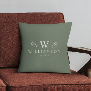 Coussin Monogramme Rustique moderne Personnalisé Nom de f