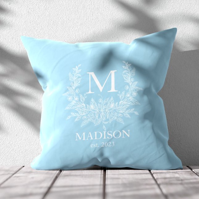 Coussin Monogramme rustique personnalisé initial (Créateur téléchargé)