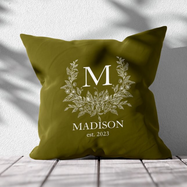 Coussin Monogramme rustique personnalisé initial (Créateur téléchargé)