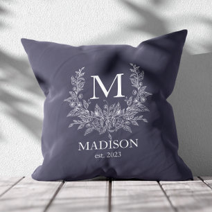 Coussin Monogramme rustique Quartz Grey personnalisé initi