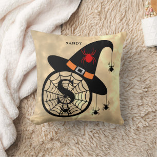 Coussin Monogramme S Halloween Sky Witch Ariders Nom