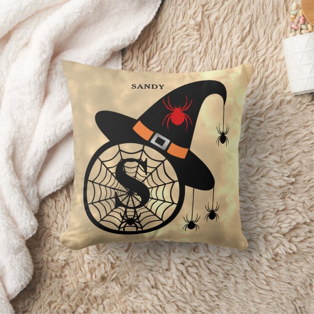 Coussin Monogramme S Halloween Sky Witch Ariders Nom (Couverture)