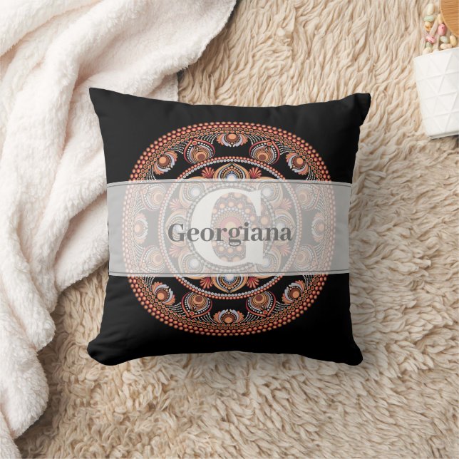 Coussin Monogramme Safari Sunset Bohemian Dot Mandala (Couverture)