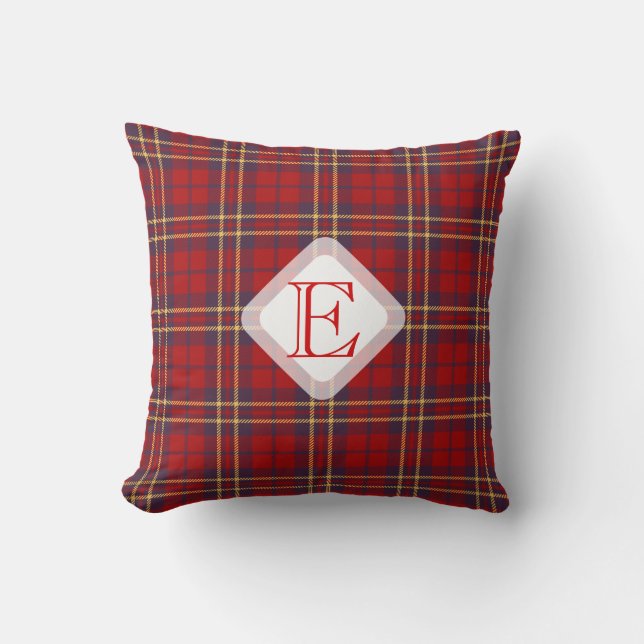 Coussin Monogramme, Scottish Highland clan rouge plaid tar (Recto)
