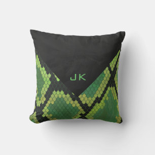 Coussin Monogramme Serpent vert et noir