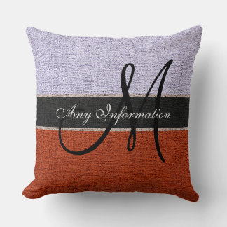 Coussin Monogramme Silver et Burlap Brown Jute rustique