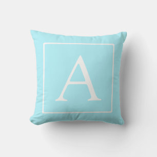 Coussin Monogramme simple bleu ciel