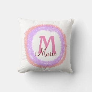 Coussin Monogramme simple couleur paillettes scintillement