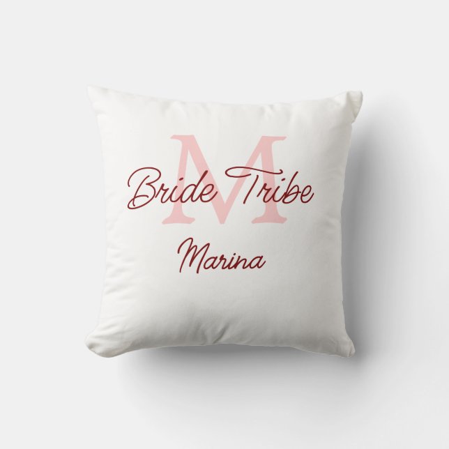 Coussin Monogramme simple de la tribu de la mariée rouge m (Recto)