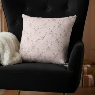 Coussin Monogramme simple Elegant Blush Parties scintillan