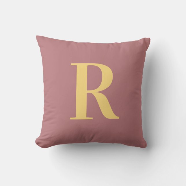 Coussin Monogramme simple moderne rose poussiéreux (Recto)