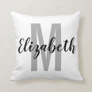 Coussin Monogramme simple noir gris à main