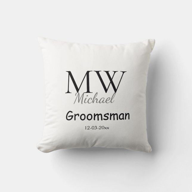 Coussin monogramme simple personnalisé nom groomsman minim (Recto)