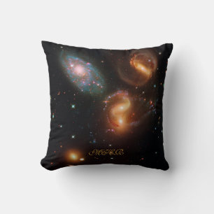 Coussin Monogramme Stephans Quintet espace profond galaxie