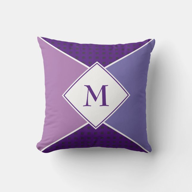 Coussin MONOGRAMME Stylée Géométrique | Mauve Lilas Violet (Recto)