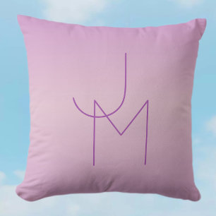 Coussin Monogramme superposé unique   Rose lavande doux