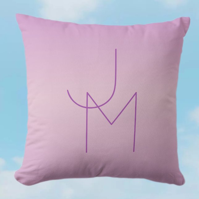 Coussin Monogramme superposé unique | Rose lavande doux (Créateur téléchargé)