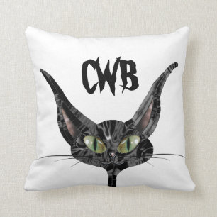 Coussin Monogramme superstitieux de chats noirs