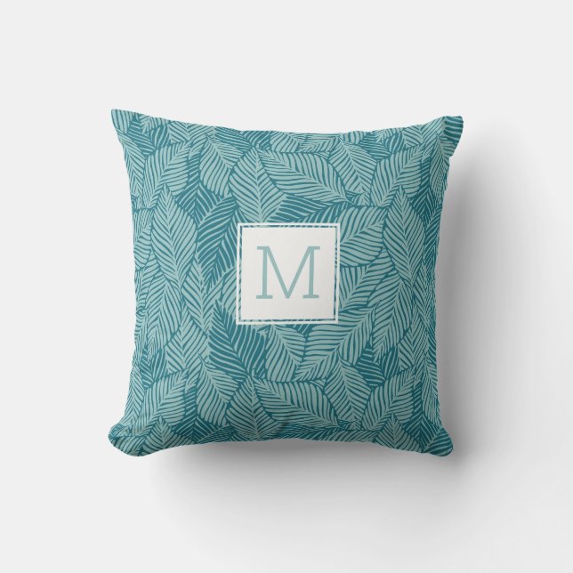 Coussin Monogramme sur mesure des Feuilles de palmiers ver (Recto)