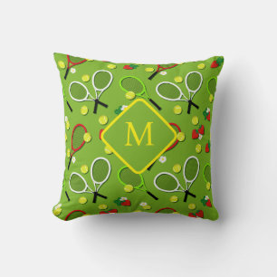 Coussin Monogramme Tennis Thématique Vert Motif