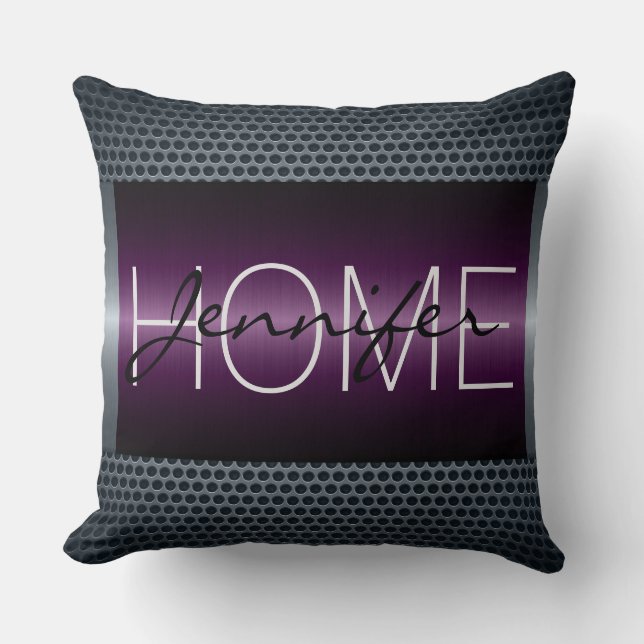 Coussin Monogramme Trous métalliques violets Revêtement mé (Recto)