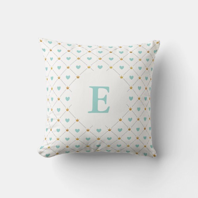 Coussin Monogramme Turquoise et or Faux (Recto)