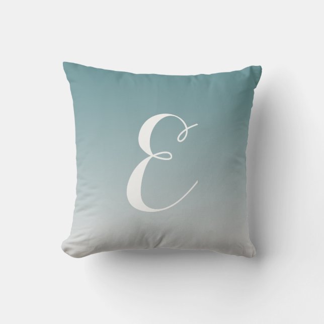 Coussin Monogramme Turquoise Ombre Fille Moderne (Recto)