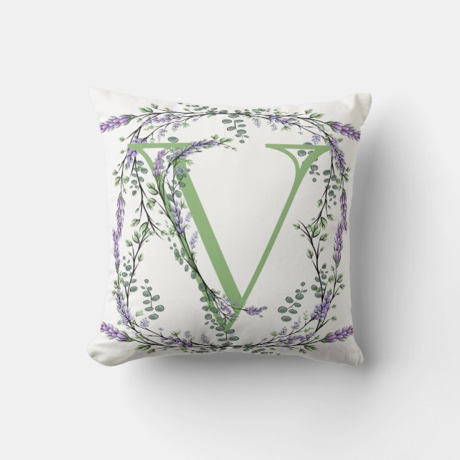 Coussin Monogramme V Lavande Eucalyptus (Recto)
