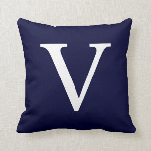 Coussin Monogramme V Sur Le Bleu De La Marine