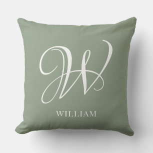 Coussin Monogramme vert de l'élégance de la taille personn