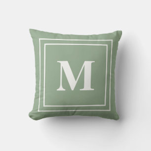 Coussin Monogramme vert Sage moderne