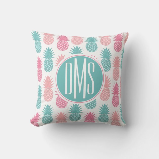 Coussin Monogramme vintage du motif | d'ananas (Recto)