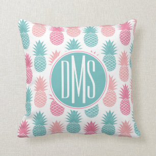 Coussin Monogramme vintage du motif d'ananas