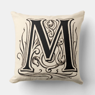 Coussin Monogramme vintage 'M' à Sepia