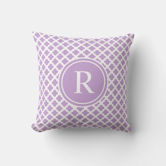 Coussin Monogramme violet élégant de Quatrefoil (Recto)