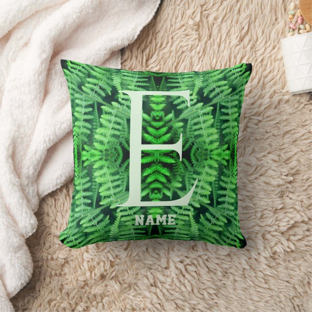 Coussin Monogramme Vos Fougères Vertes Initiales Personnal (Couverture)